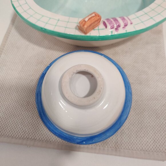 1995 Vtg Lotus Chip And Dip Swimming Pool Party And Hot Tub / Floaty Ceramic Set - Picture 4 of 16